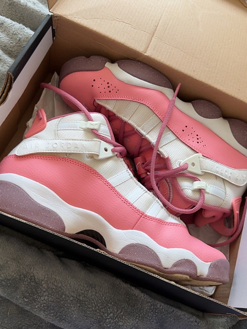 Jordan Women’s Pink and White Athletic Shoes